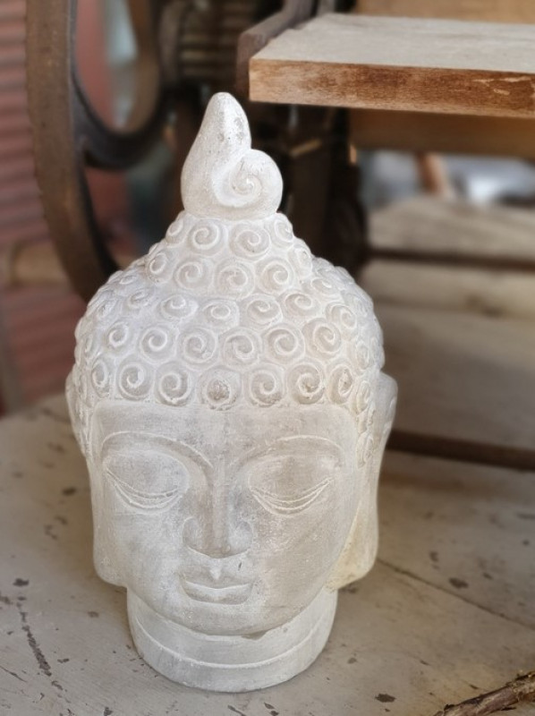 Buddha Kopf Beton grau